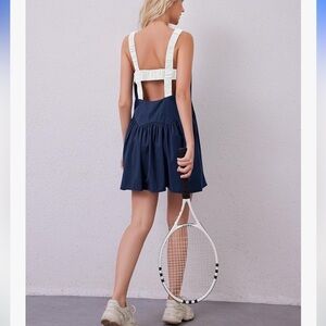 Navy Blue Tennis Dress with White Straps